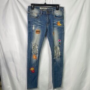 Machine nouvelle mode  skinny jeans with food patches